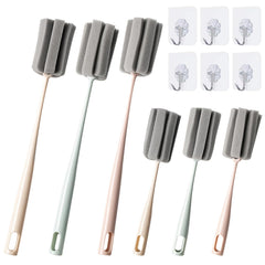 INVODA sponge bottle brush long-handle packaging shows versatile set for kitchen cleaning