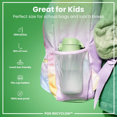Ion8 350ml bottle showing leak-proof design for school and travel