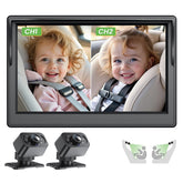 IPOZITO car camera dual backseat display showing two kids clearly.