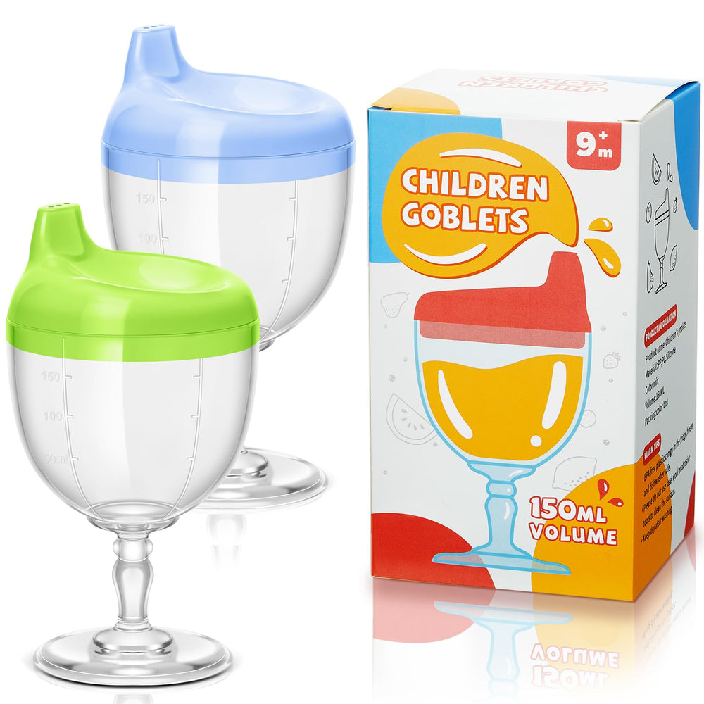 Irenare 2pc blue-green baby wine sippy cups ideal for shared beverages at family gatherings.