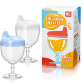 Irenare baby wine sippy cup blue front view showcases easy grip for little hands.