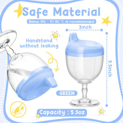 Irenare baby wine sippy cup blue lid closeup highlights spill-proof seal and safety.