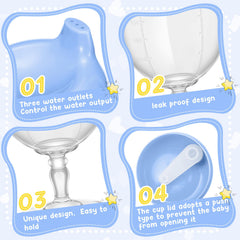Irenare baby wine sippy cup blue scale closeup emphasizes measured pour for precise servings.