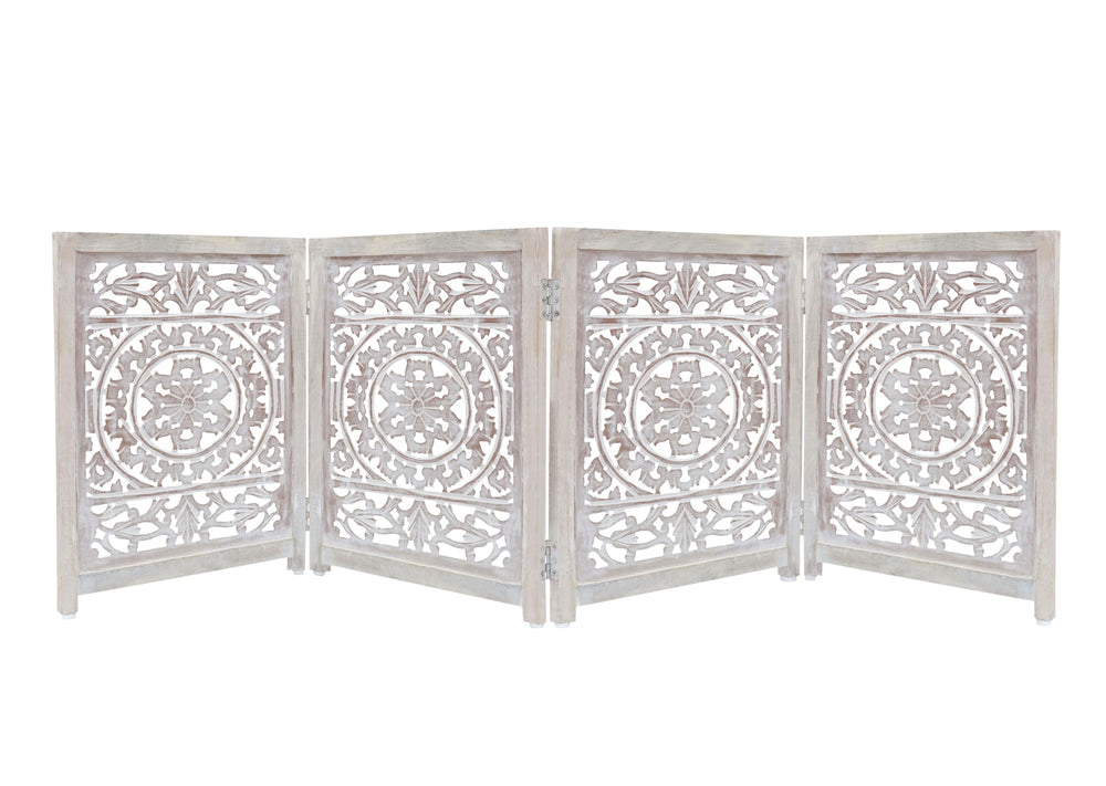 IRONGATE wooden pet gate four-panel assembly showing flexible room division