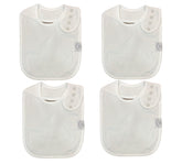 Isabeli baby bibs 4-pack white front view — gentle, absorbent protection during meals