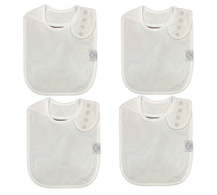 Isabeli baby bibs 4-pack white front view β gentle, absorbent protection during meals