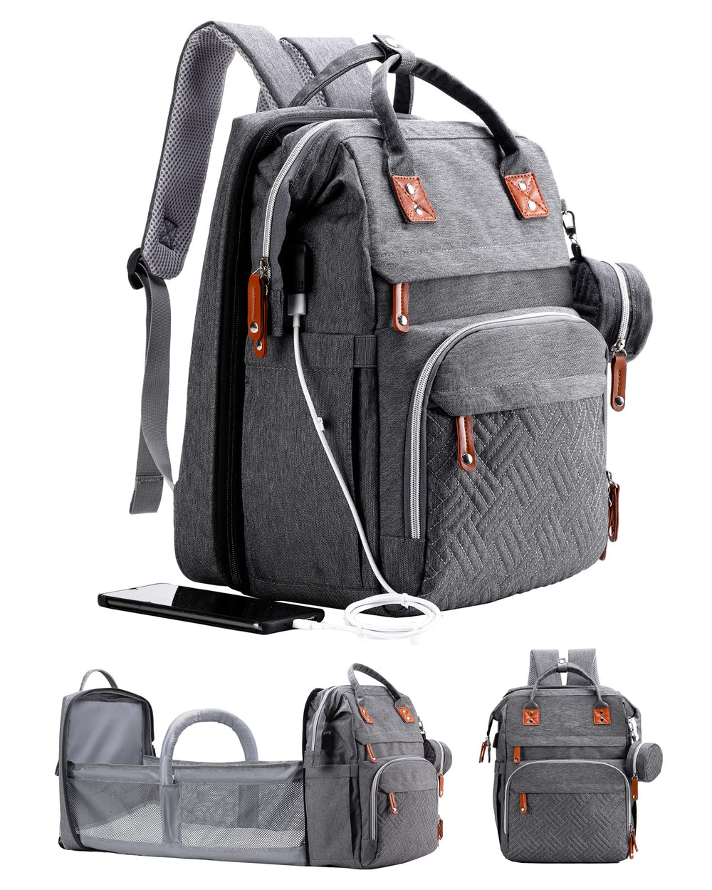 ISMGN diaper bag backpack with changing-station for on-the-go diapering convenience