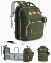 ISMGN diaper bag backpack front view with durable water-resistant exterior for travel-ready use.