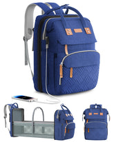 ISMGN diaper bag backpack navy front view supports organized outings