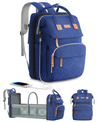 ISMGN diaper bag backpack navy front view supports organized outings