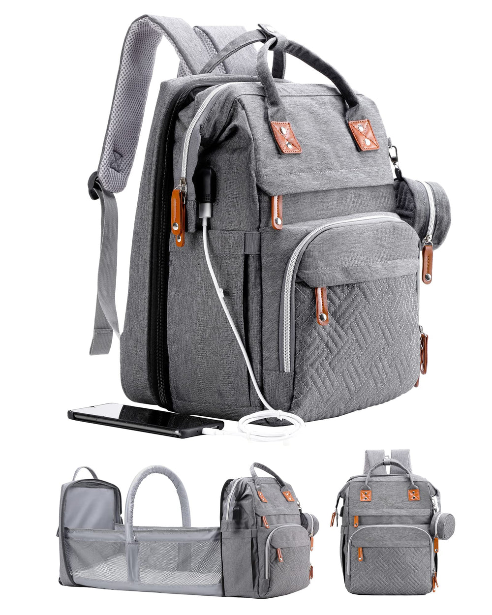 ISMGN diaper bag backpack with changing station enables quick on-the-go diaper changes