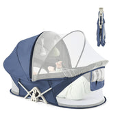ISELECTOR portable baby bassinet folded for travel and easy storage.