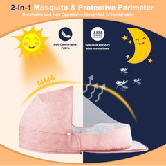 ISELECTOR pink safe design emphasizes soft color and raised edges for cozy cosleeping.