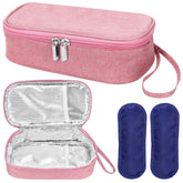ISUSSER breastmilk cooler bag pink front view highlighting portability for outings.