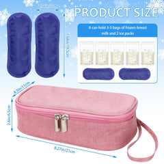 ISUSSER breastmilk cooler bag pink interior with ice packs for organized pumping days.