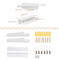 Iswabard nursery shelves set of 3 with hooks enables flexible wall organization.