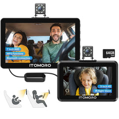 Itomoro baby camera front screen 5in delivers a clear parent view during drives.