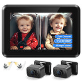 Itomoro baby car mirror dual-camera display showing two baby views for better in-car monitoring.