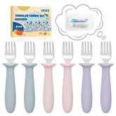 ITITT toddler forks set with silicone handles in soft colors for easy self-feeding