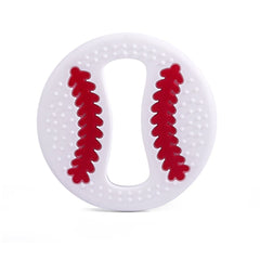 Itybity baseball teether textures highlight multi-surface chews for teething relief
