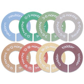 ITDYB baby closet dividers set-8 round labels for quick size lookup in a tidy nursery.