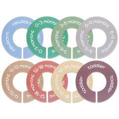 ITDYB baby closet dividers set-8 round labels for quick size lookup in a tidy nursery.