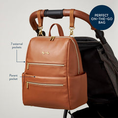 Itzy Ritzy Eras Diaper Bag Backpack stroller straps keep hands free during errands.