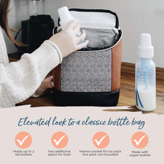 Itzy Ritzy insulated bottle bag holds 3 bottles, ideal for daycare and family trips.