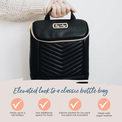 Itzy Ritzy bottle bag with stroller snaps keeps bottles within reach during strolls