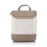 Itzy Ritzy insulated bottle bag Vanilla Latte front view for organized three-bottle travel