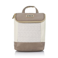 Itzy Ritzy insulated bottle bag Vanilla Latte front view for organized three-bottle travel