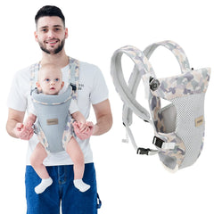 IULONEE baby carrier front view shows ergonomic support for comfortable babywearing.