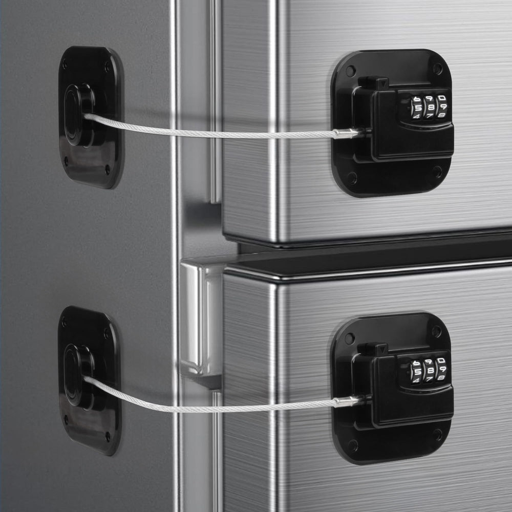 IURRDOP fridge lock 3-digit front view demonstrates secure access for households with curious children