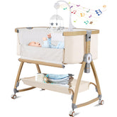 IUVKIMOM Bassinet Bedside Sleeper closed view for safe newborn sleeping.