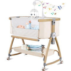 IUVKIMOM Bassinet Bedside Sleeper closed view for safe newborn sleeping.