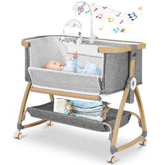 IUVKIMOM bassinet bedside sleeper with mosquito net for safe nighttime tending