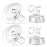 IVARONAL 2-pack 20mm flange set side view, highlighting comfortable soft rim for extended pumping sessions.