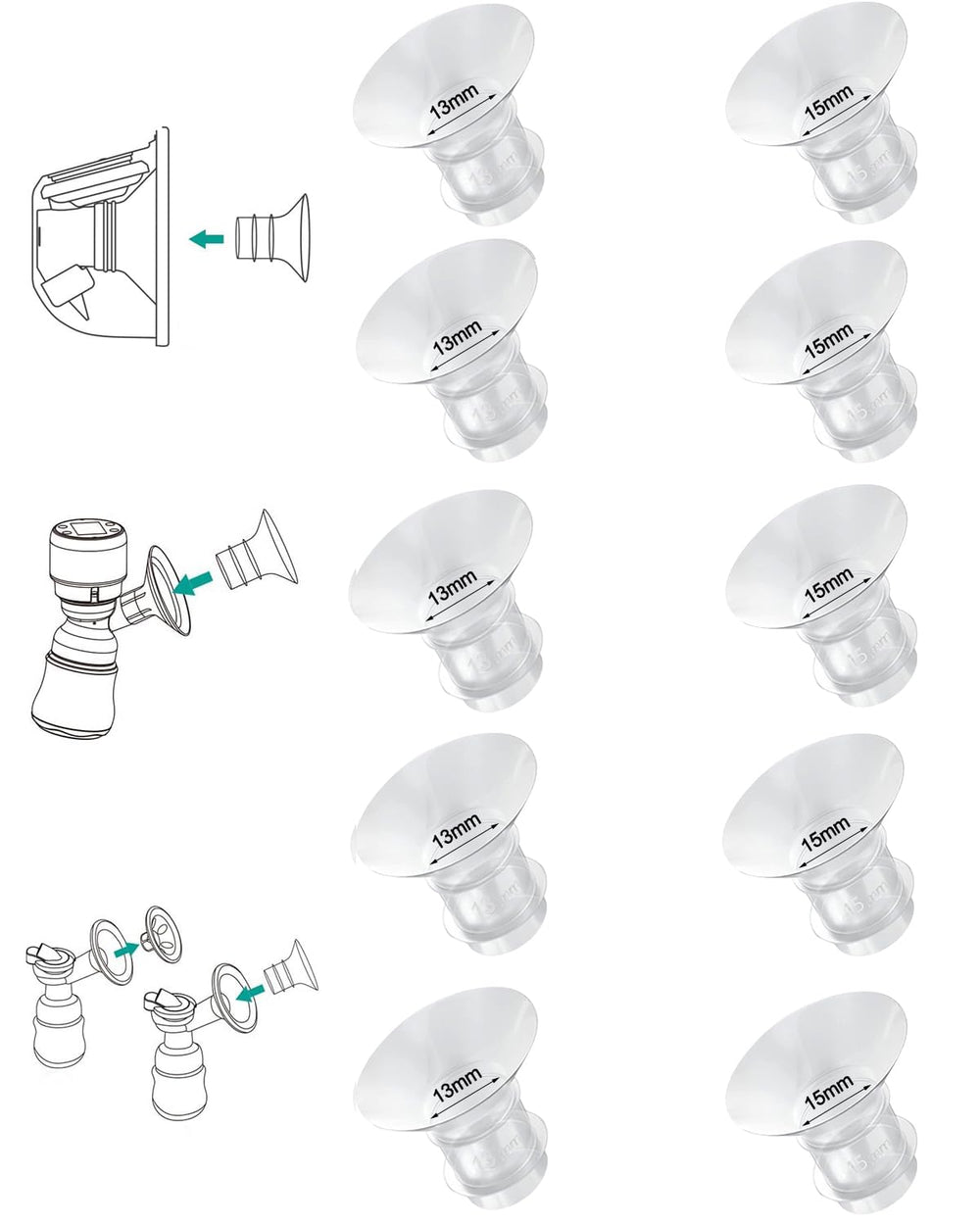IVARONAL flange inserts 24mm shield fit for comfortable pumping.
