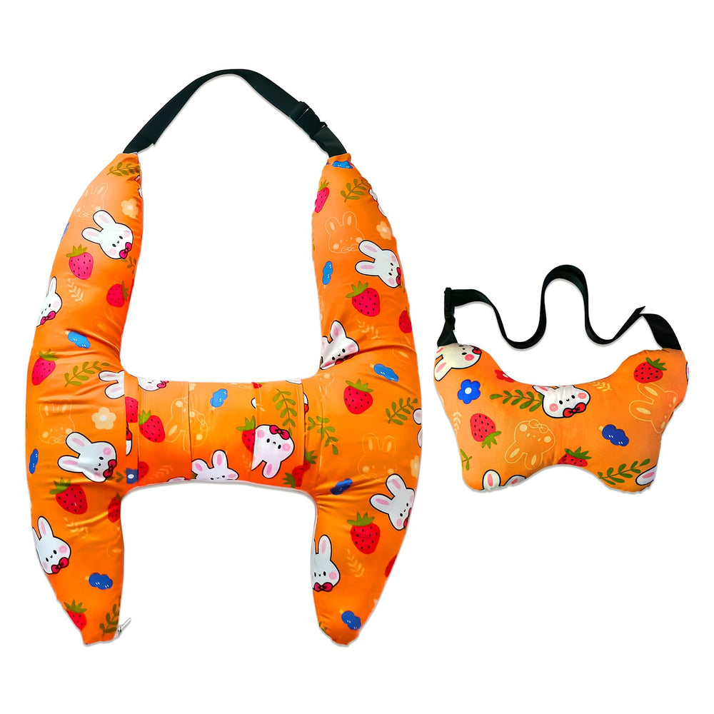 Ivtivfu H-Shape Bunny head support in car for comfortable sleep on long trips.