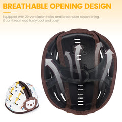 IvyWind adjustable chin strap demonstrates flexible fit as baby grows.