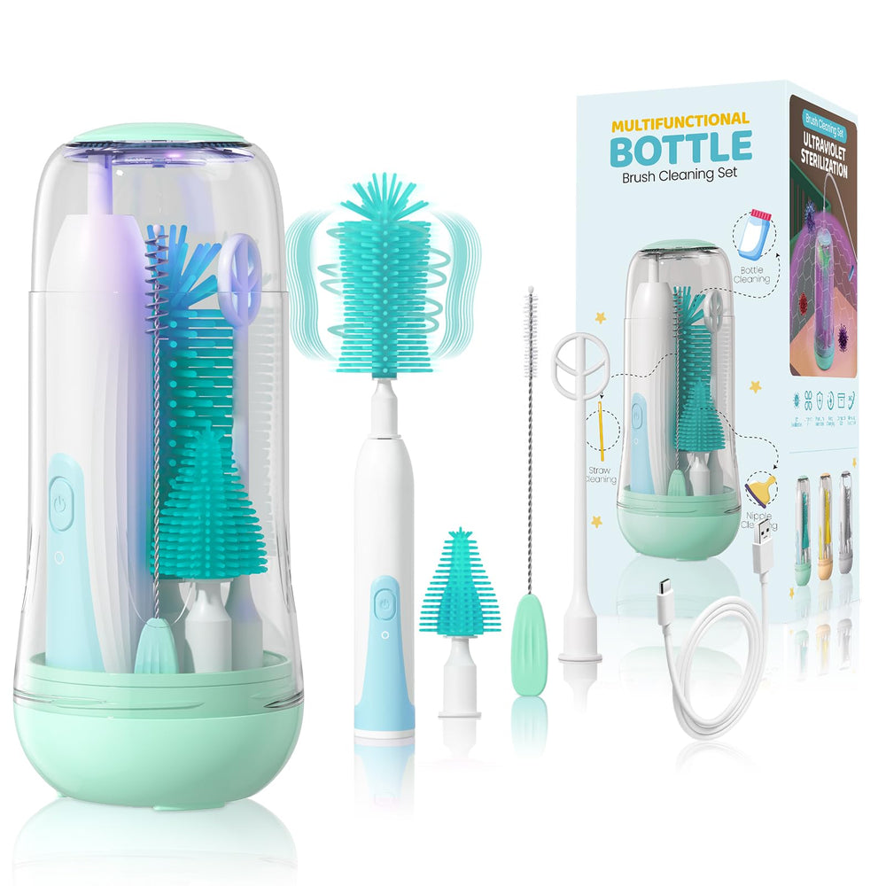 IvyWind electric travel baby bottle brush set shown for on-the-go cleaning.