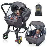 IvyWind universal car seat rain cover front view protecting baby from rain and wind