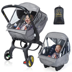 IvyWind universal car seat rain cover front view provides full protection with clear visibility