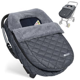 IvyWind Winter Car Seat Cover showing button-secured wind protection for warmth.