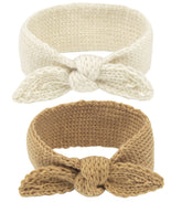 IZUS Turban Headband camel closeup shows soft knit ideal for newborn and toddler wear