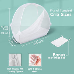 Izybu crib tent fits standard 52-inch cribs without tools