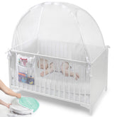 Izybu crib tent close-up mesh shows breathable fabric for safe sleep