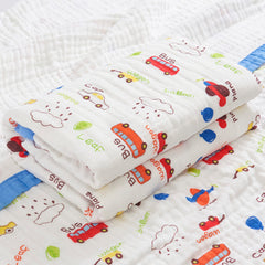J-pinno 6-layer muslin detail highlights durability and softness.
