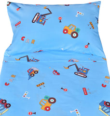 J-pinno Cars Vehicles Digger pillowcase adds soft comfort for bedtime.