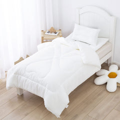 J-pinno down-alternative fill delivers lightweight warmth for seasonal use.